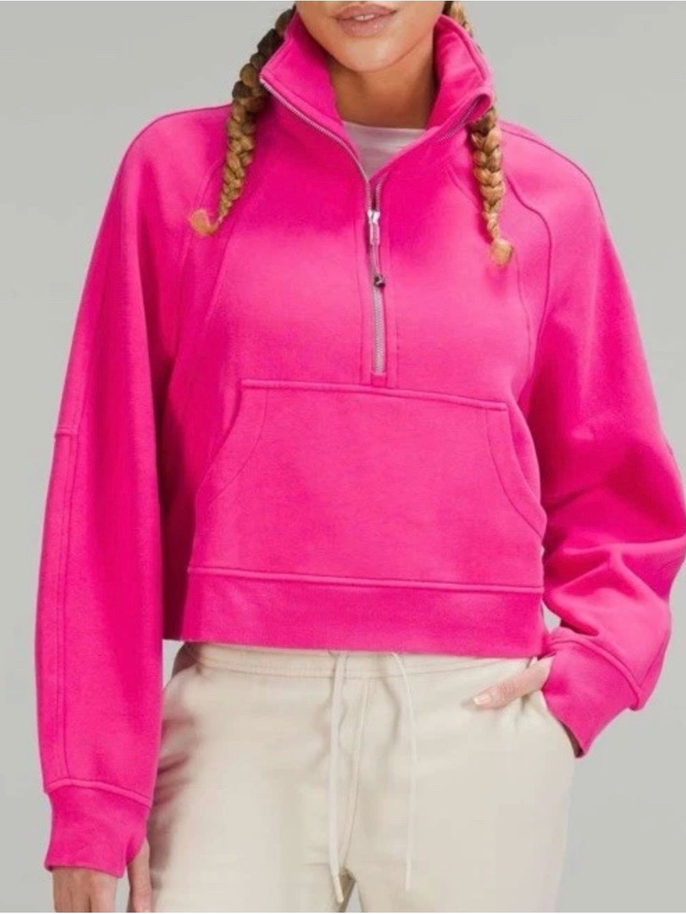 lululemon athletica Hot Pink Cropped Quarter-Zip Pullover